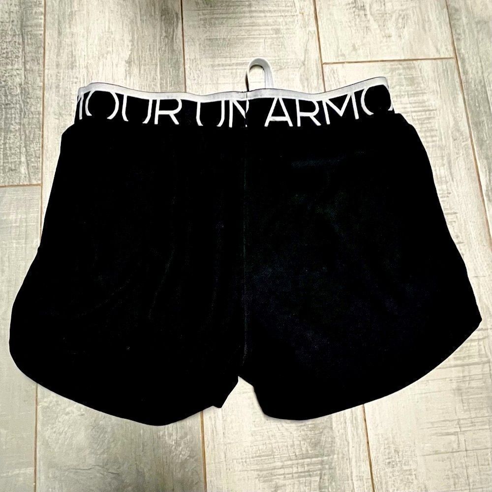 Under Armour Black White Logo Elastic Smooth Waist Drawstring shorts L - Picture 2 of 4